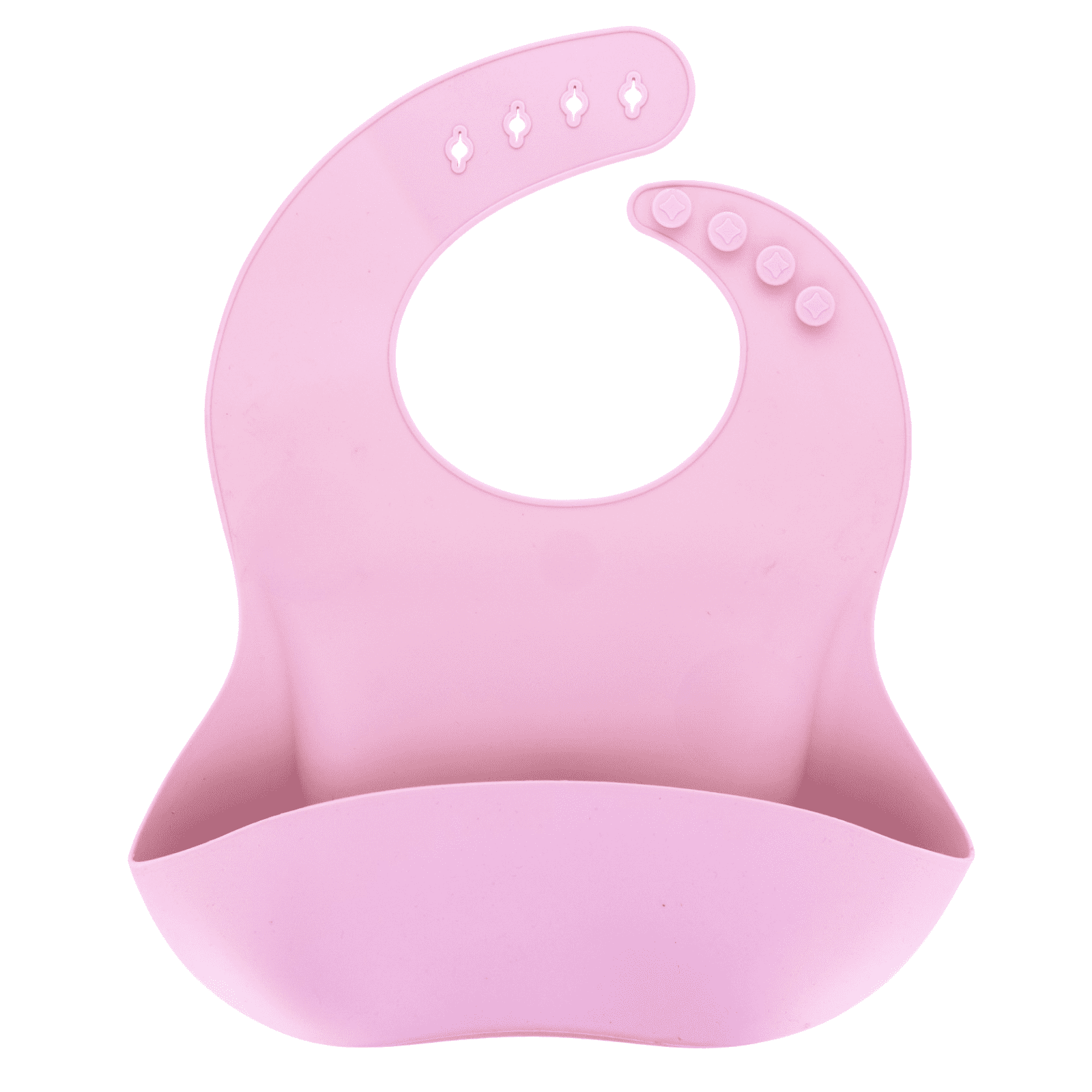 Beille 1pc Pink Baby Adjustable Silicone Bib Toddler Food Pouch Ages One and Up
