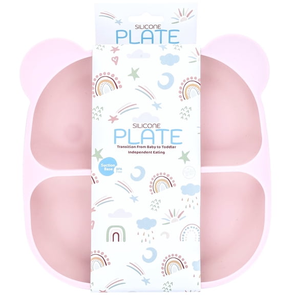 Beille 1pc Pink Baby Feeding Essentials Panda Food Grade Silicone Suction Plate