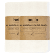 Beille 2pk Bamboo Cleaning Cloth Kitchen Essentials Cleaning Supplies, White