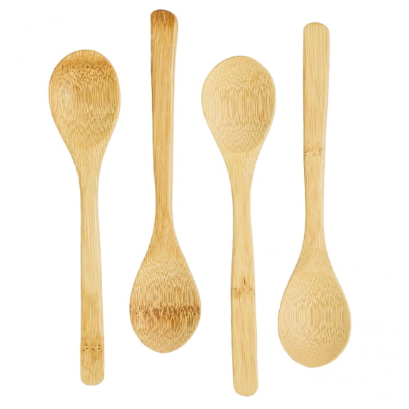Beille 4pc Small Bamboo Wooden Spoons Kitchen Utensils Cooking Baking Supplies 7.5 Inches