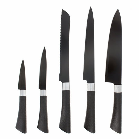 Beille 5pc Black Stainless Steel Knife Set Kitchen Utensils Home Goods