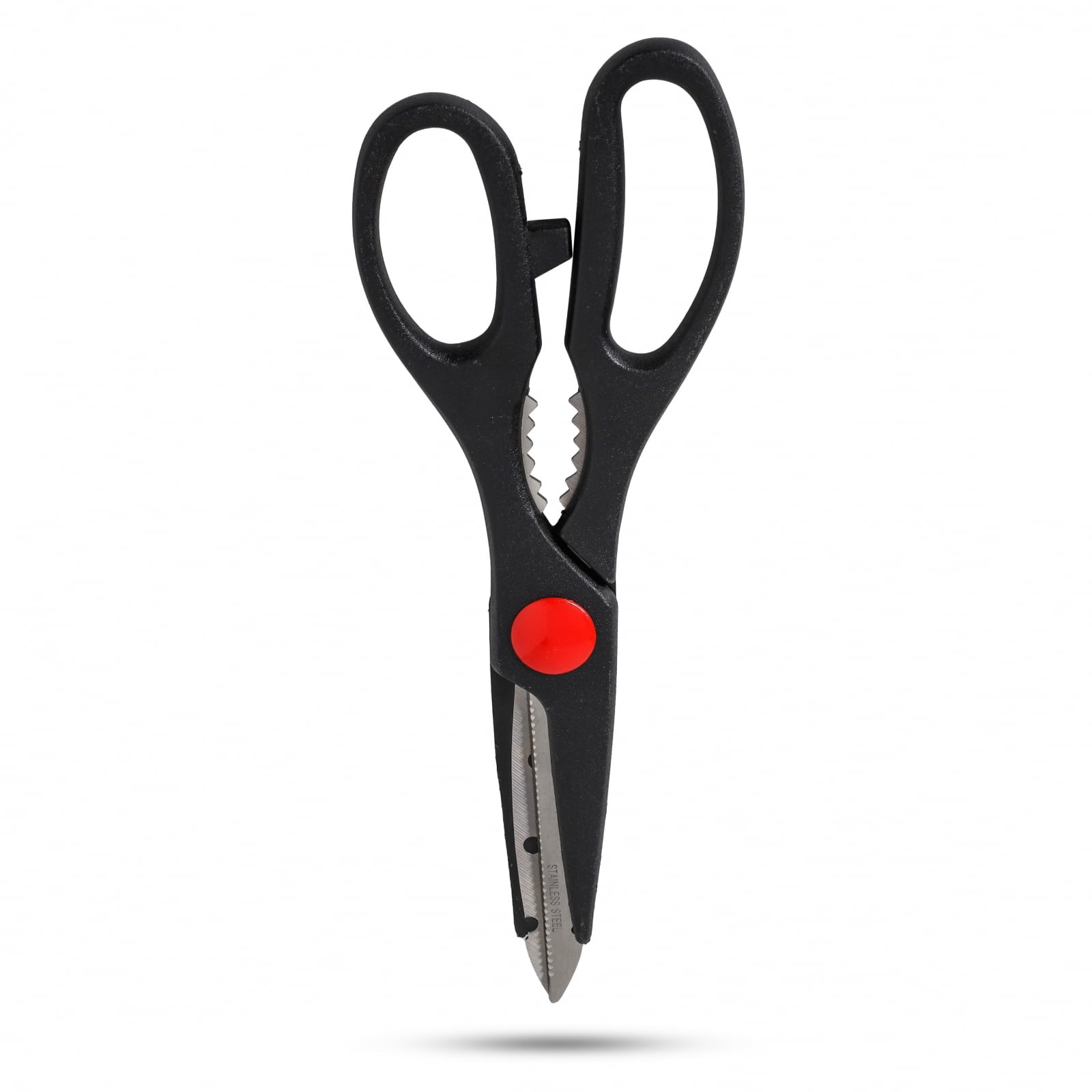 Beille 8 Inch Stainless Steel Kitchen Scissors Shears with Nut Cracker Bottle Opener, Black