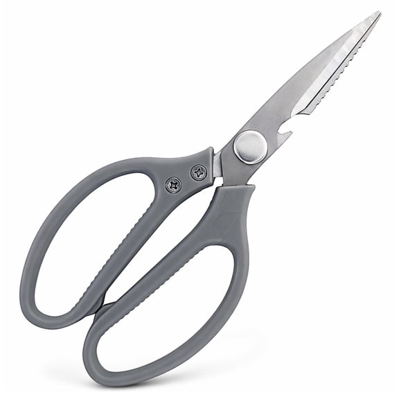 Beille 8 Inch Stainless Steel Scissors, Break Apart Kitchen Shears with Bone Cutter Fish Scaler Bottle Opener, Grey