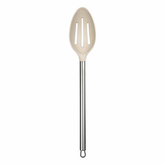 Beille Kitchen Slotted Serving Spoon Wheat Straw Stainless Steel