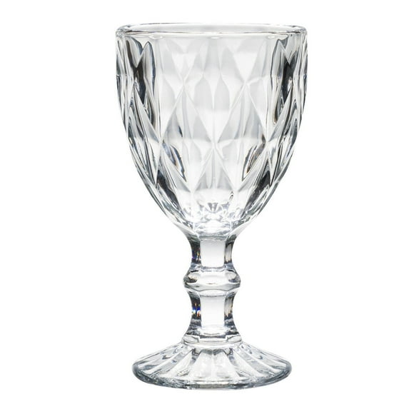 Beille Set of 6 Clear Carved Goblet Water Glasses Home Decor Glassware 10oz