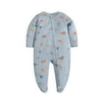 thumbnail image 1 of Beilxfa 0-12M Baby Boys Cotton Long Sleeve Footed Jumpsuit Rompers Newborn Infant Zipper One-piece Spring Fall Outfits, 1 of 7