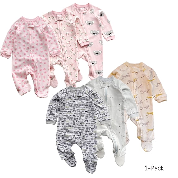 Beilxfa 100% Cotton Newborn Baby One‑Piece Jumpsuit Long Sleeve Zipper Footies Infant Sleep 'N Play Rompers for Boys & Girls