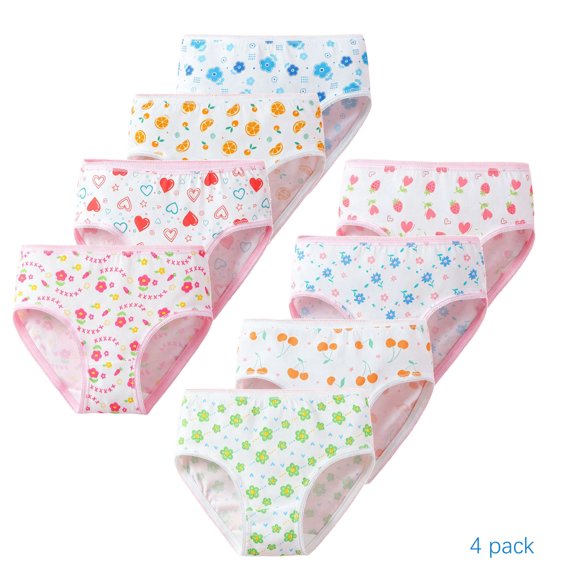 Beilxfa 6 Pack Girls Briefs Underwear Toddler Floral Prints Soft Breathable Underpants Elastic Cotton Panties 2-12 Years