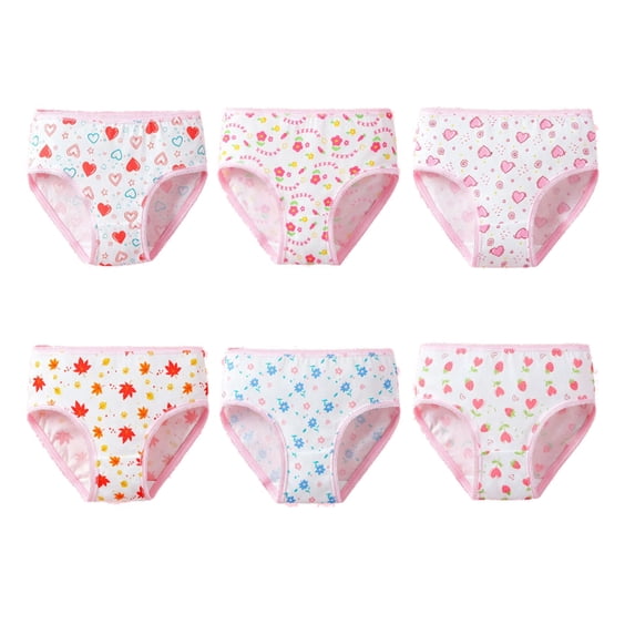 Beilxfa 6 Pack Girls Briefs Underwear Toddler Floral Prints Soft Breathable Underpants Elastic Cotton Panties 2-12 Years