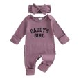 thumbnail image 1 of Beilxfa Baby Girl Newborn Clothes Western Outfit "DADDY'S GIRL" Letter Print Long Sleeve Romper Jumpsuit Infant Fall Winter 2PCS Outfits 0-6M, 1 of 8