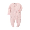 thumbnail image 1 of Beilxfa Baby Girls Cotton Long Sleeve Footed Jumpsuit Infant Girls Zipper One-piece Fall Winter Onesies Clothes 0-12M, 1 of 7