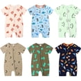 thumbnail image 1 of Beilxfa Infant Baby Boys Short Sleeve Romper Newborn Cotton Two Way Zipper Jumpsuit Toddler Summer Bodysuit 3M-3T, 1 of 8