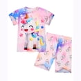 thumbnail image 1 of Beilxfa Little Girls Cartoon Short Sets Summer 2 Piece Outfits Toddler Teen Girl Top T-shirt and Shorts Pjs 3-10T-Unicorn, 1 of 8