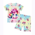 thumbnail image 1 of Beilxfa Little Girls Cartoon Short Sets Summer 2 Piece Outfits Toddler Teen Girl Top T-shirt and Shorts Pjs 3-10T-Unicorn, 1 of 9