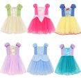 thumbnail image 1 of Beilxfa Princess Fancy Tulle Dress For Toddler Girls Bubble Sleeve Tutu Dress Birthday Halloween Christmas Party Dresses 2-7Y, 1 of 7