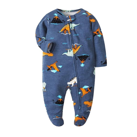 Beilxfa Unisex Babies Cotton Long Sleeve Footed Jumpsuit With Mitten Cuff Infant Girls Boys Zipper Fall Winter Onesie One-piece Clothes