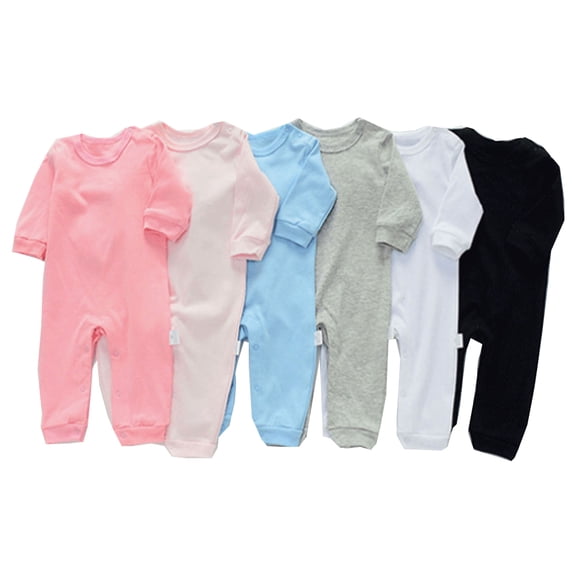 Beilxfa Unisex Baby Boy Girl Long Sleeve Jumpsuit 100% Cotton Newborn Solid Romper Bodysuit Infant Fall Winter Footless Onesies