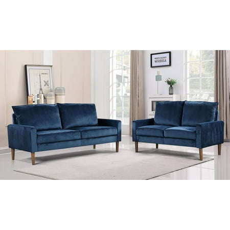 Beily Velvet Square Arm 2 Pieces Living Room Set