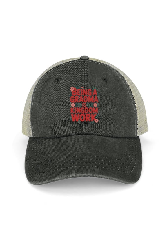 Being A Grandma Is Kingdom Work Black Hat Adjustable Funny Fashion Unisex Baseball Cap for Men Women