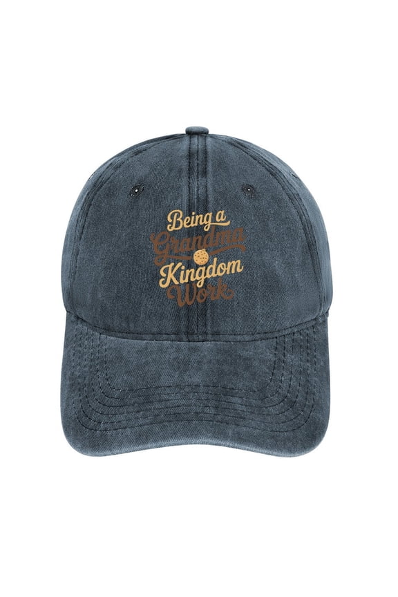 Being A Grandma Is Kingdom Work Navy Hat Adjustable Funny Fashion Unisex Baseball Cap for Men Women