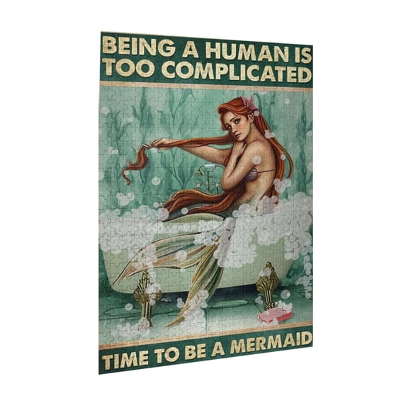 Being A Human Is Too Complicated Time To Be A Mermaid Poster,Jigsaw Puzzle 1000 Puzzle Pieces,Puzzle Enthusiasts