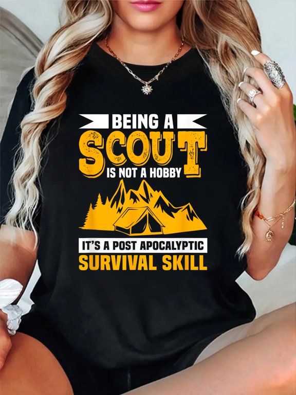 Being A Scout Is Not A Hobby Funny Scouting Camping Scouts T-Shirt casual short sleeve crew neck cotton tee tops for women