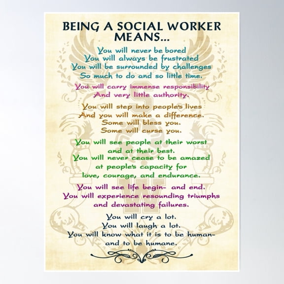 Being A Social Worker Means Poster Wall Art, Modern Wall Decor, 8x12 UNFRAMED