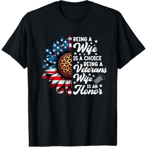 Being A Veterans Wife Is An Honor Floral Family Veterans Day T-ShirtMen and women, Black T-shirt, size: Extra large