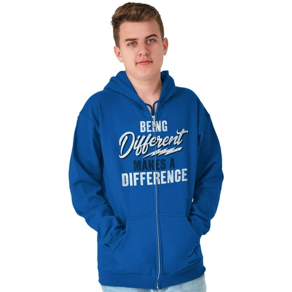 Being Different Makes a Difference Unisex Fleece Graphic Zip Up Hoodie Brisco Brands 2X