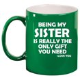 thumbnail image 1 of Being My Sister Is Really The Only Gift You Need Funny Ceramic Coffee Mug Tea Cup Gift for Her, Gift For Sister (11oz Green), 1 of 1