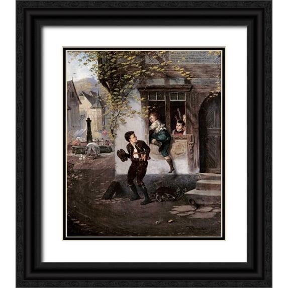 Beinke, Fritz 20x23 Black Ornate Wood Framed with Double Matting Museum Art Print Titled - The Naughty Schoolboys