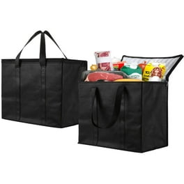 Hometimes XL Large Insulated Grocery shopping bags Black reusable bag thermal zipper Collapsible tote cooler food transport hot and cold for instacart camping Recycled Material delivery groceries Walm...