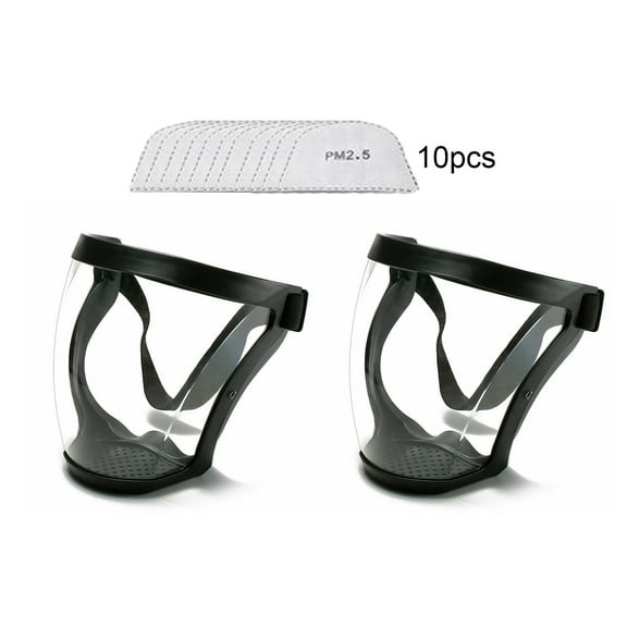 Beiou 2Pcs Full Face Super Protective Mask Anti-Fog Shield Safety Transparent Head Cover US,Black