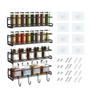 Beiou 4-Tier Seasoning Organizer, Metal Spice Shelf Storage Racks Wall Mounted for Kitchen Refrigerator Cabinet Pantry Door