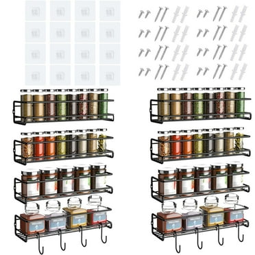 Beiou 8-Tier Seasoning Organizer, Metal Spice Shelf Storage Racks Wall Mounted for Kitchen Refrigerator Cabinet Pantry Door