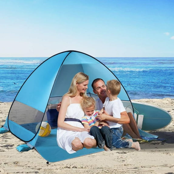 XEENSO Automatic Beach Tent - UV Protection, Pop-up, Camping Tent for 2-3 People, Blue