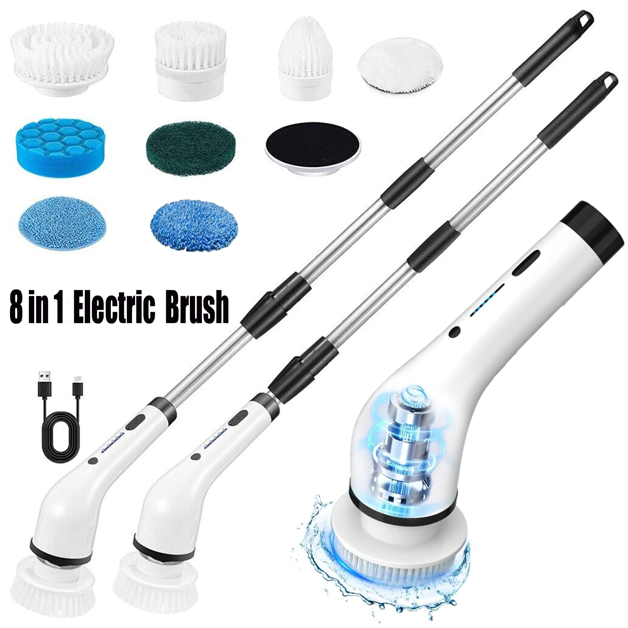 YKYI Electric Spin Scrubber,Cordless Cleaning Brush,Shower Cleaning Brush  with 8 Replaceable Brush Heads, Power Scrubber 3 Adjustable  Speeds,Adjustable & Detachable Long Handle,Voice Broadcast - Yahoo Shopping