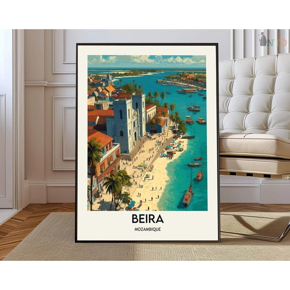 Beira Mozambique City Map Wall Art Travel Decor Photo Print, Unframed Paper Poster 8x10in