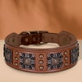 thumbnail image 1 of Beirui 2 inch Wide Padded Genuine Leather Dog Collar Strong Heavy Duty Studded Collars Adjustable for Medium Large Dogs German Shepherd, 1 of 13