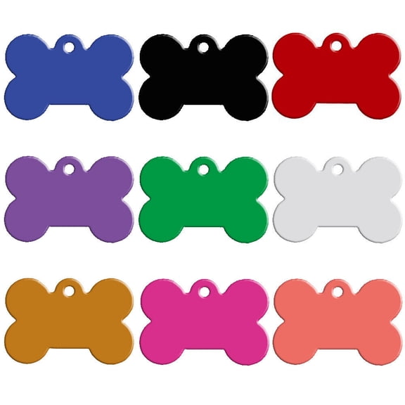 Beirui 20pcs Bone Shape Dog Tags Aluminum Pet Dog Cat Name Engraved Blank Plate Pet Collar Tag Disc No Engraving