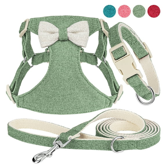 Beirui 3pcs Cute Bowtie Small Dog Collar Mesh Harness Walking Leash Pet Step In Vest Quick Fit XXS-S