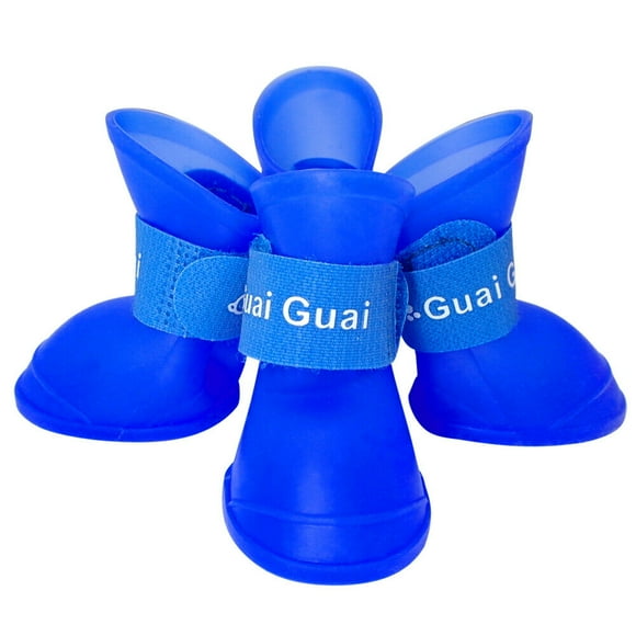 Beirui 4pcs Waterproof Rubber Dog Shoes Small Medium Dogs Non-Slip Rain Boots Pet Snow Booties