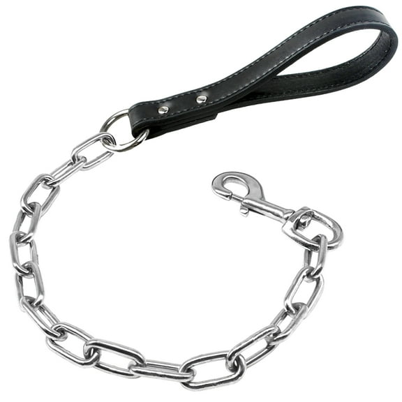 Beirui 5mm Thick Metal Dog Chain Leash with Leather Handle Large Dogs Strong Lead Heavy Duty