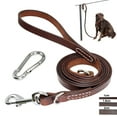 thumbnail image 1 of Beirui 6ft Leather Dog Leash Heavy Duty Large Dogs Training Walking Lead & Carabiner, 1 of 17