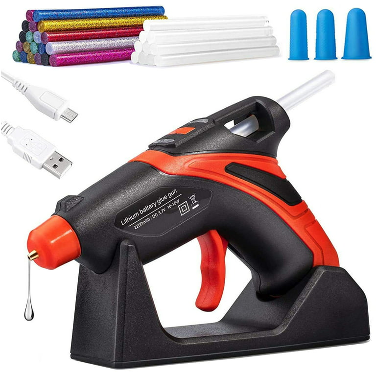Beirui Cordless 1 Min Preheating Hot Glue Gun for Repairs Jewelry Craft DIY  Xmas Automatic Power-off Wireless Battery-Operated Hot Glue Guns with Stand  Leak-Proof Ring 30pcs Glue Sticks, Black 