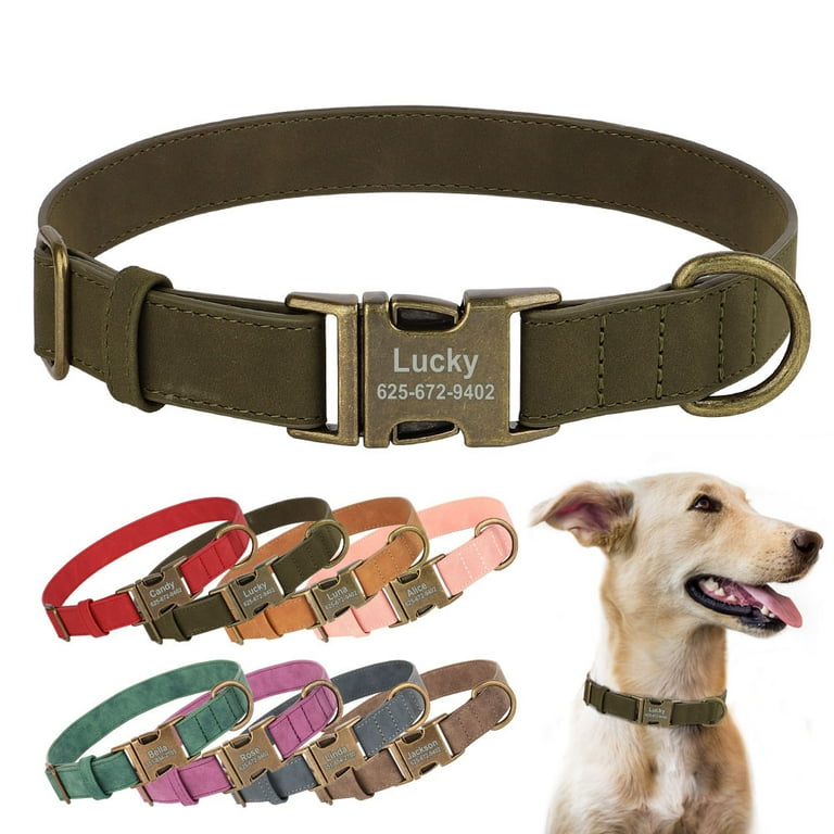 Beirui Custom PU Leather Dog Collar Personalized Name Buckle