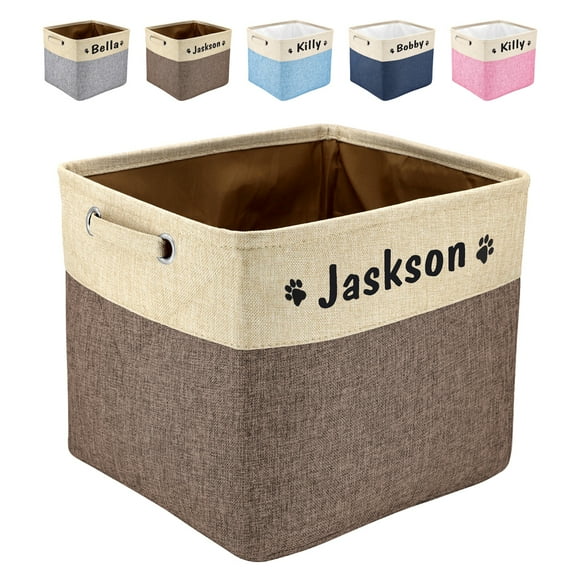 Beirui Custom Personalised Dog Toy Storage Box Print Pet Name Large Clothes Bin Basket with Handle