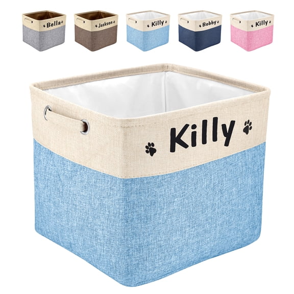 Beirui Custom Personalised Dog Toy Storage Box Print Pet Name Large Clothes Bin Basket with Handle