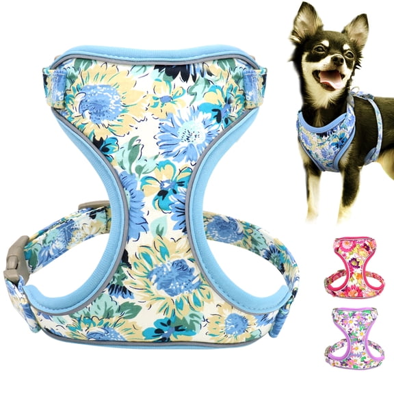 Beirui Floral Pet Dog Cat Harness Reflective Soft Air Mesh Walking Vest for Small Large Dogs