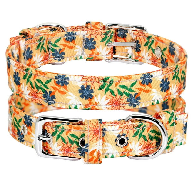Beirui Floral Printed Pet Dog Collar Nylon Adjustable for Small Medium Large Dogs
